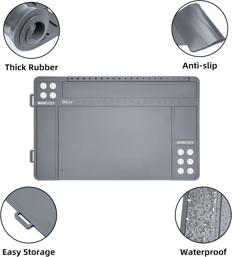 CKPART Gun Cleaning Mat, Premium Magnetic Pad With Organizer Parts Tray, Anti-Slip Rubberized Pistol Mat, Protective Workbench Mat for Gun Cleaning (16.5"x 10.43") - Image 4